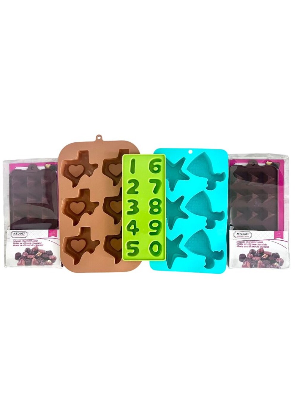 Silicone Molds 5 - Mermaids Seashells Love Texas Numbers Kisses Chocolate Soap